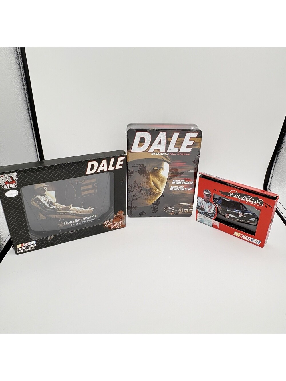 Dale Earnhardt NASCAR “DALE"#3 Narrated By Paul Newman 6 DVD Box, Cards and Hood